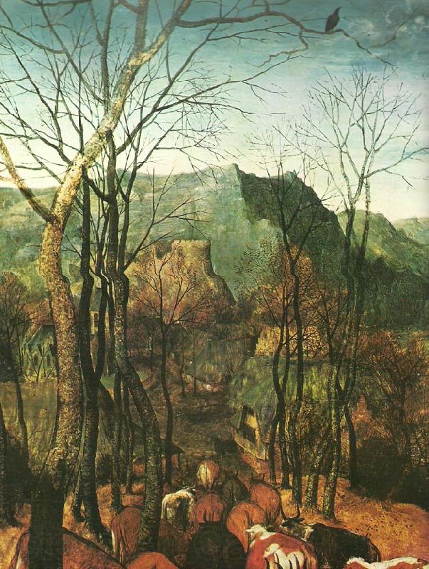 Pieter Bruegel detalj fran hjorden drives drives hem,oktober eller november France oil painting art